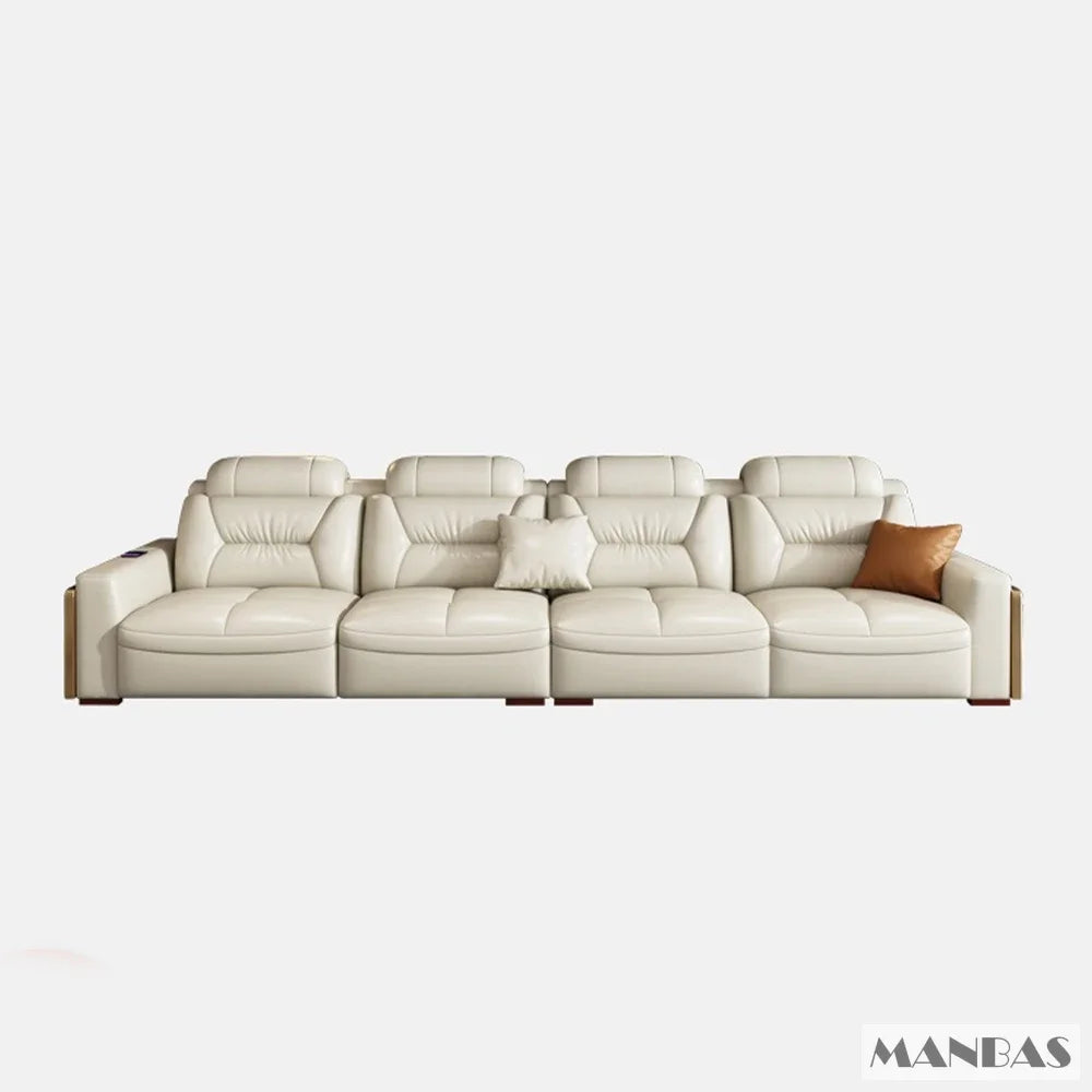 Premium italienische Echtleder-Ecksofas Sofagarnituren mit USB und Bluetooth Lautsprecher – MANBAS Wohnzimmermöbel