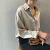 Damen Frühling Herbst Stil Blusen Hemden Damen Casual Langarm Umlegekragen Blusas Tops DF4849
