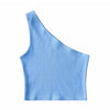 One Shoulder Cropped Tanks Top Women Summer Sleeveless Tanks Camis Sexy Oblique Collar Elastic Corset Slim Crop Tops Tube Lady