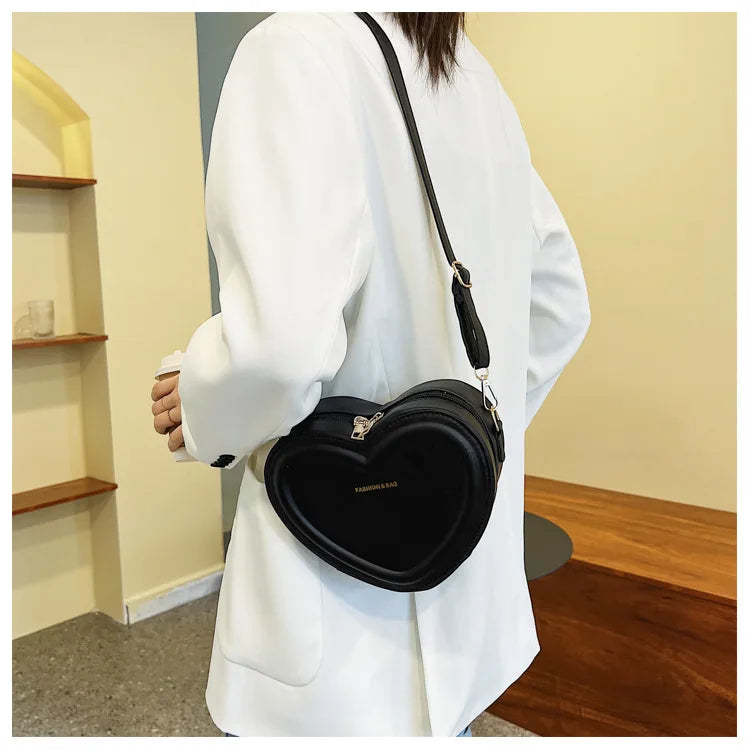 Fashion Heart Shape Crossbody Bags For Women New Solid Pu Leather Shoulder Bag Casual Ladies Handbags Designer Women Bags сумка