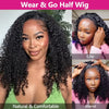 3 IN 1 Flip Over Half Wig With Drawstring Seamless Clip Ins Flip Over Wig 200 Density Glueless Wigs Human Hair For Women wig