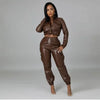 Women Pants Sets Two Piece Long Sleeve Cardigan Hidden Breasted Solid Zipper Fly Pencil Pants Slim Fit High Street Pockets