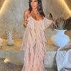Chic and Elegant Summer Dress Women Halter Sexy Birthday Dress Transparent Mesh Backless Maxi Dress Wholesale Dropshipping
