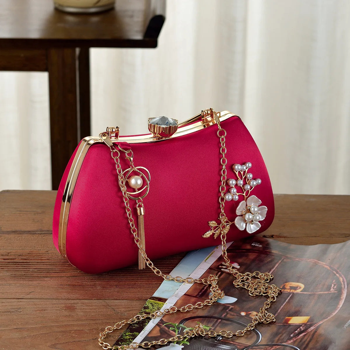 2025 Neue Damen Handgemachte Blumen Clutch Handtaschen Hochzeit Abend Geldbörsen Party Dinner Handtasche Für Damen 4 Farben