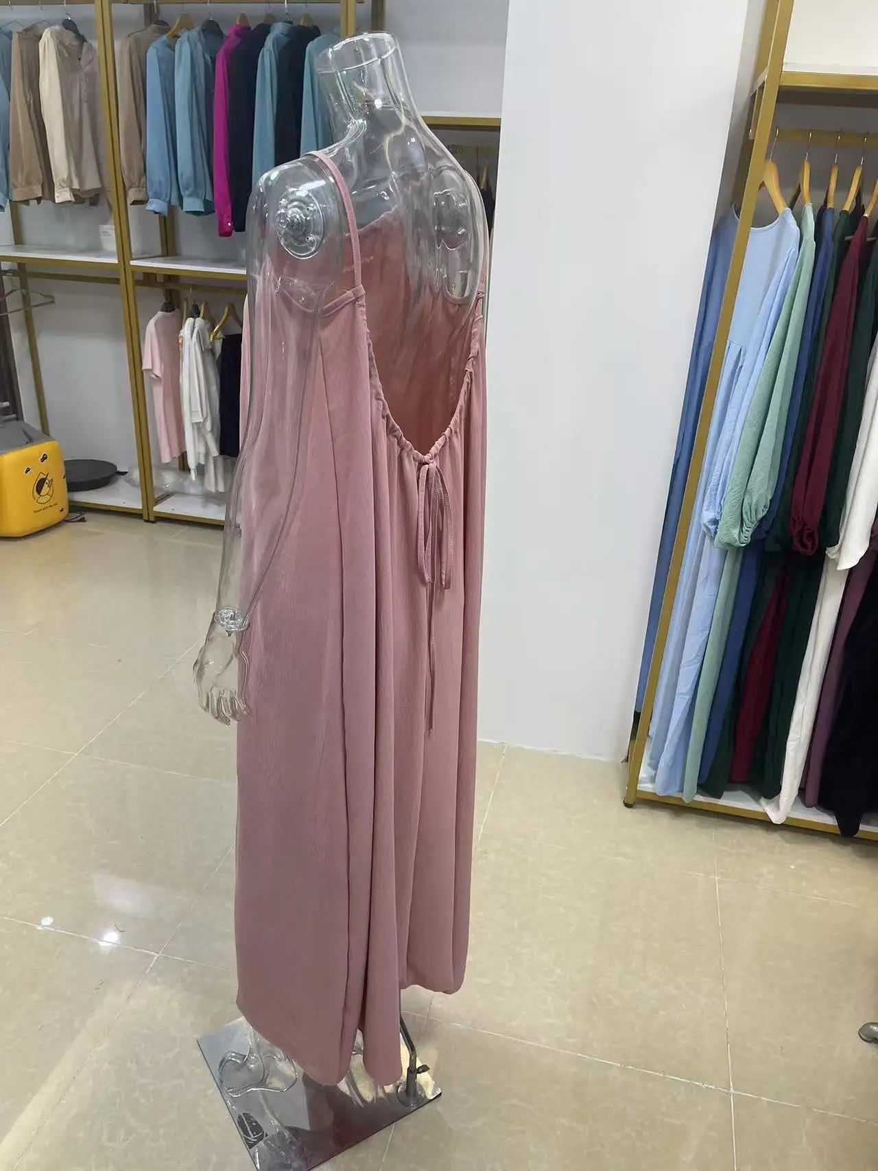 New Arrival Women's Strapless Backless Long Loose Home Dress Comfortable Sleepwear Casual Maxi Dress