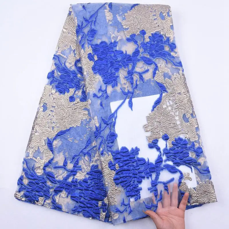 Classic High Quality African Lace Fabric Gilding Brocade French Organza Lace Fabric For Nigerian Women Wedding Party Dress S2078