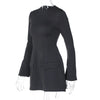Dulzura Langarm Reißverschluss Bodycon Minikleid mit Taschen Einfarbig Elegantes Outfit Büro Streetwear Damen Herbst Winter Kleidung