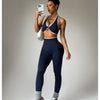 ZHEJIN 2 Piece Yoga Set Women Contrast Trim Halter Sports Bra High Waist Seamless Leggings Gym Workout Set Fitness Activewear Su