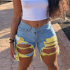 2025 Summer New Women's Ripped Denim Shorts Fashion High Street Sexy Hot Girl Jeans Shorts S-2XL