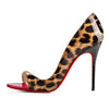 2025 New European Station 12cm Sexy Black Super High Heels Side Empty Fish Mouth Sandals Thin Heels Red Bottom Fashion Shoes