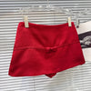 DEAT 2026 Summer New Sexy Hot Girl V-neck Backless Bandage Bowknot Fishbone Halter Top Red Mini Skirt For Women 11B1198