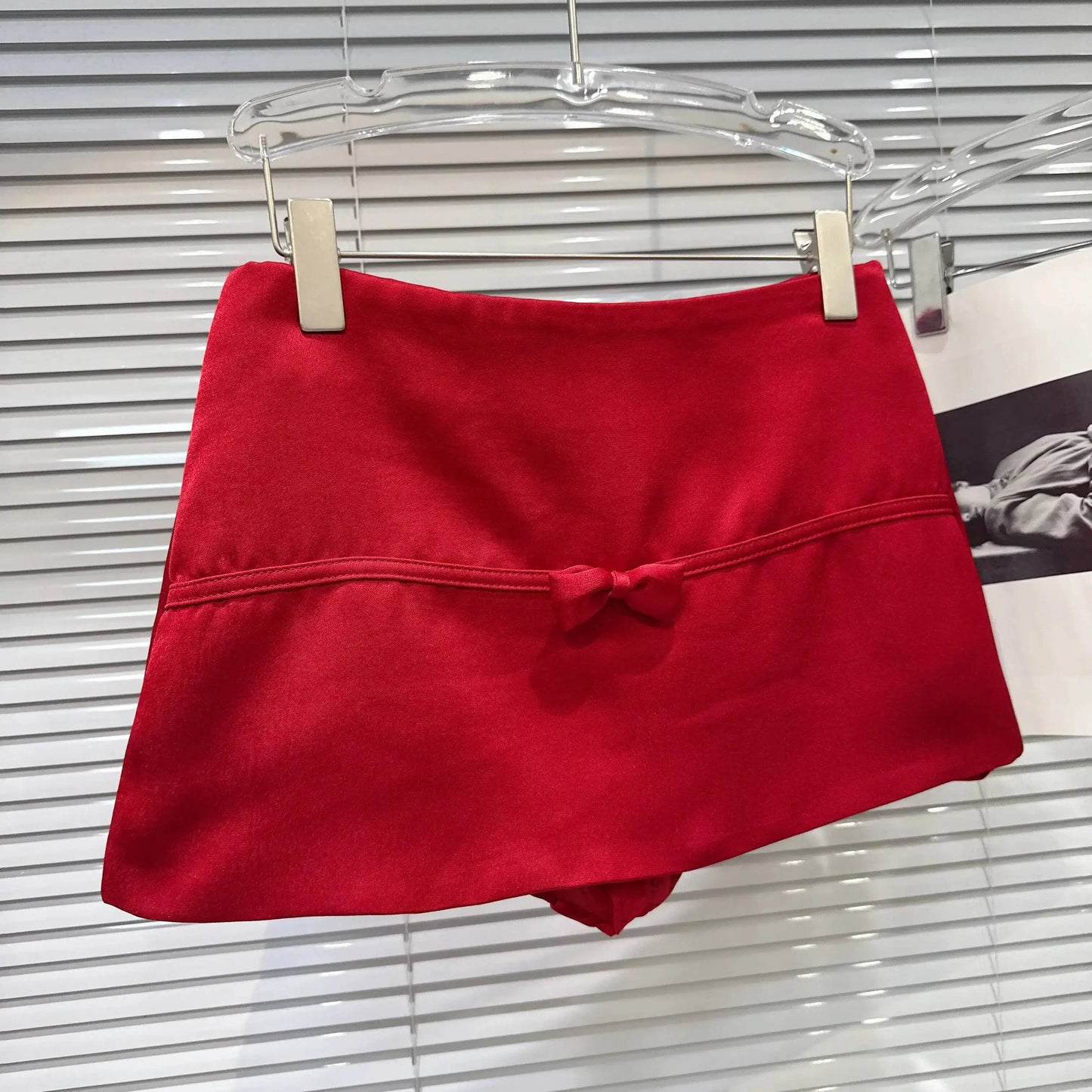 DEAT 2026 Summer New Sexy Hot Girl V-neck Backless Bandage Bowknot Fishbone Halter Top Red Mini Skirt For Women 11B1198