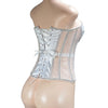 Women Abdomen Corset Crops with Bra Shiny Rhinestone Transparent Breathable Mesh Hand Made Bodices Push Up Bustiers Custom Made