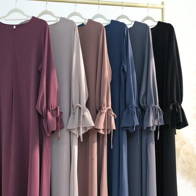 2025 Premium Nida Rüschenärmel Muslimisches Damenkleid mit Frontreißverschluss Ramadan Abaya Islam Kleidung Maxikleid Weibliche bescheidene Robe