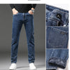 Winter Fleece Dicke Warme Jeans Herren Slim Straight Elastische Denim-Hose Lässige Herrenbekleidung Mode Plüschhose