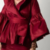 Lässige Puffärmel Rüschen Bluse Büro Damen Uni Farbe Wickelshirts Revers Kragen Elegantes Hemd Damen Mode Weiblich