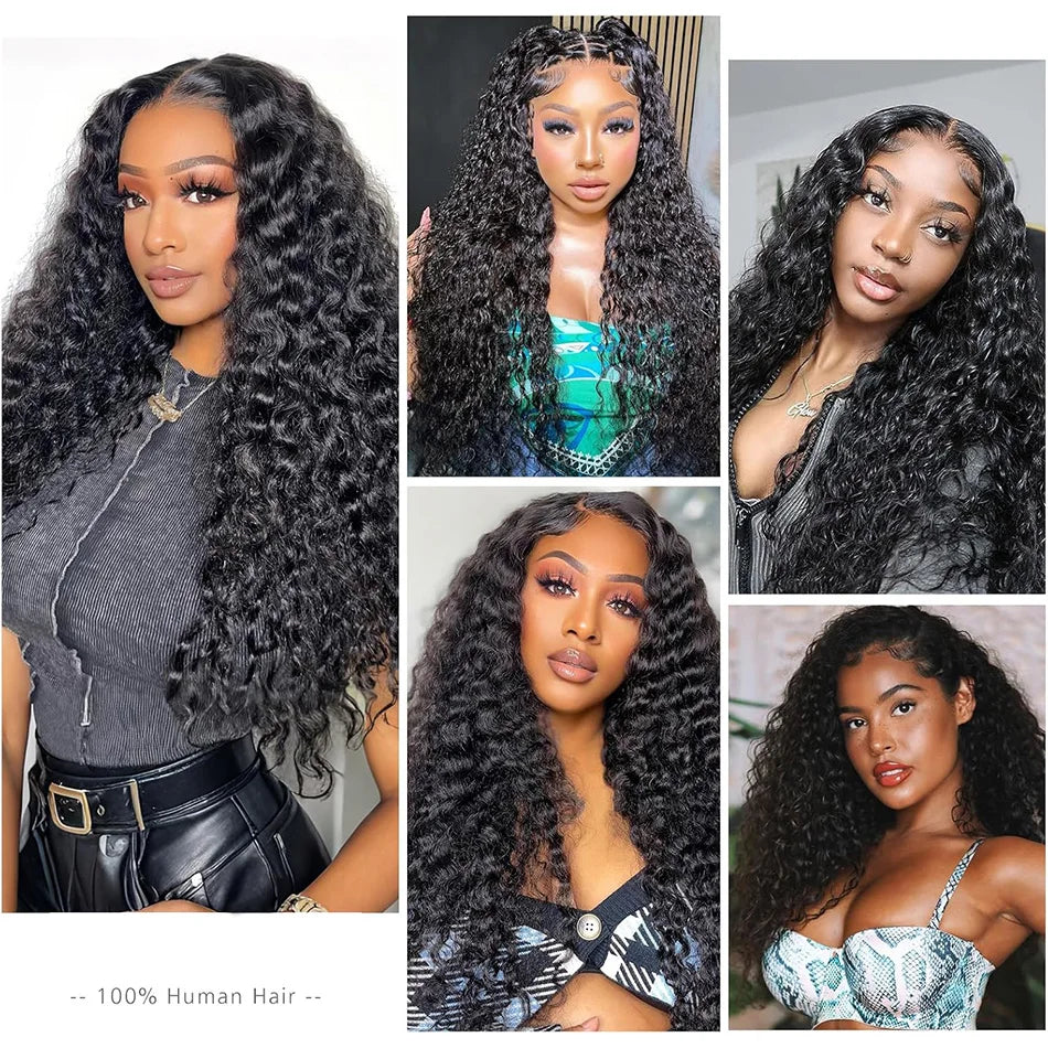 40 Inch Curly Lace Front Wig Water Wave 13X6 Hd Lace Frontal Wig Deep Wave Human Hair Wig 250 Density Preplucked Brazilian Hair