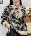 High-End 100% Ziegenwollpullover Damen Stehkragen lockerer Pullover Herbst Winter neuer Stil im Western-Look mit Verjüngungseffekt
