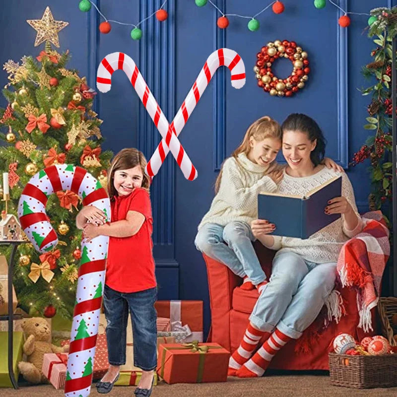 90cm aufblasbare Weihnachts-Zuckerstange, Luftballon, Spazierstöcke, 2023 Weihnachtsdekoration für Zuhause, 2024 Neujahrsparty-Zubehör, Kindergeschenk