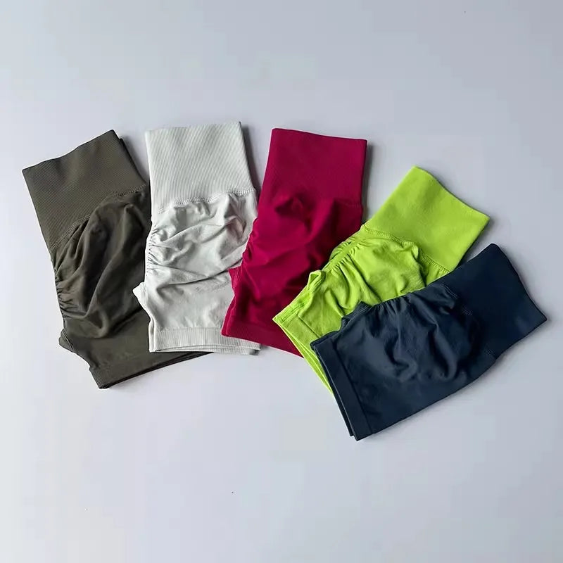 Summer High-Waist Women's Yoga Shorts Breathable Fitness Butt Lift Sports Running Shorts Cycling Push-Up Workout Gym Shorts