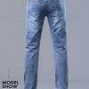 Frühlings Herren Hellblaue Slim Jeans Stylische Lässige Stretch Denim Hose Klassische Chinohose Rauchgrau