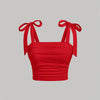 Solid Tie Shoulder Ruched Wide Strap Slim Fit Crop Top for Women Summer 2024 Y2K Clothes Pink Backless Cami Top Streetwear