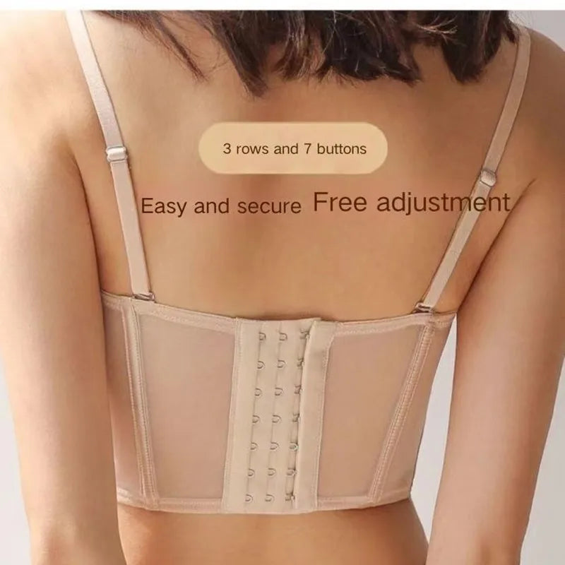 French Ladies Transparent Mesh Corset Sexy Shaper Thin Bra Set Night Club Sweet Cropped Top Girls Hot Bra and Panties Bralette