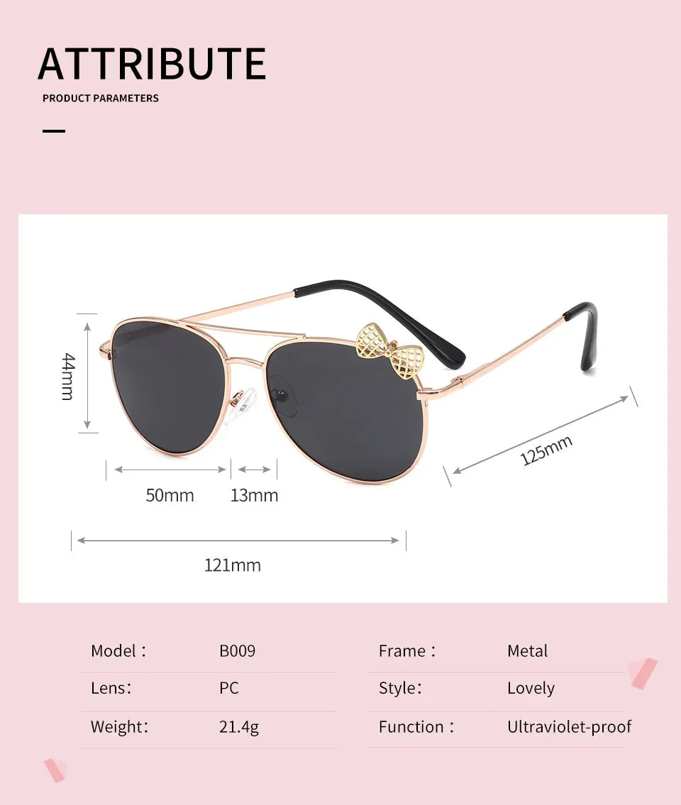Kids Cute Sunglasses Metal Frame Children Sun Glasses Fashion Girls Outdoor Cycling Goggles Party Eyewear Photography Supplies
