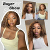 Bob Wig Deep Wave Highlight 13x4 Lace Front Human Hair Wig Honey Brown Blonde Water Wave Ombre 4/27 Transparent Lace Frontal Wig