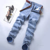 Frühlings Herren Hellblaue Slim Jeans Stylische Lässige Stretch Denim Hose Klassische Chinohose Rauchgrau