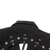 TWOTWINSTYLE Patchwork-Diamanten rückenfreier Blazer für Damen mit gekerbtem Kragen, langen Ärmeln, gespleißten Knöpfen, schickem Damen-Stil