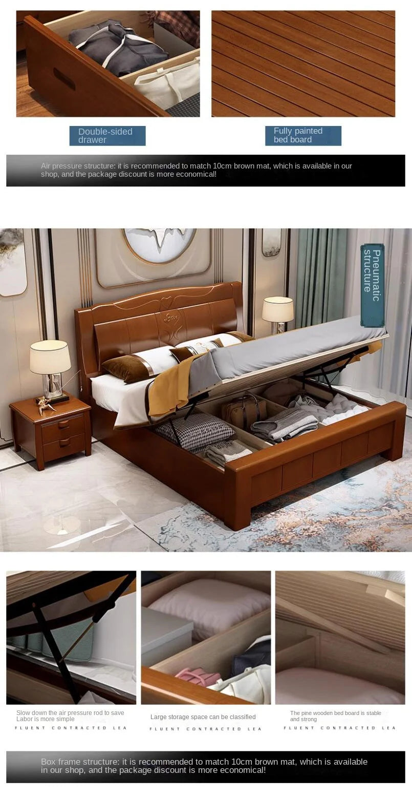 Europäisches Luxus-Schlafzimmer-Set, weich, modern, High-End-Aufbewahrung, Queen-Size-Schlafzimmer-Set, Holz, cool, Apartment, Möbel für Schlafzimmer