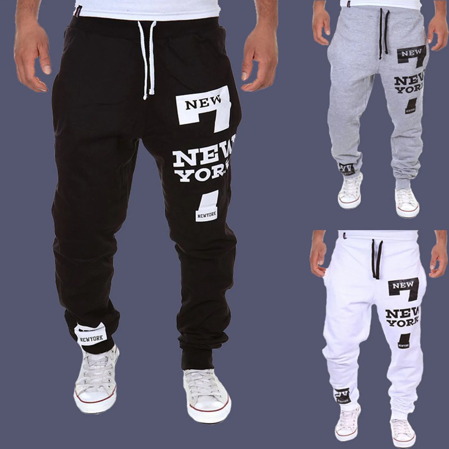 Men's Active Sweatpants Letter Print Joggers Trousers Drawstring Elastic Waist Fitness Gym Sports Pants Autumn Winter