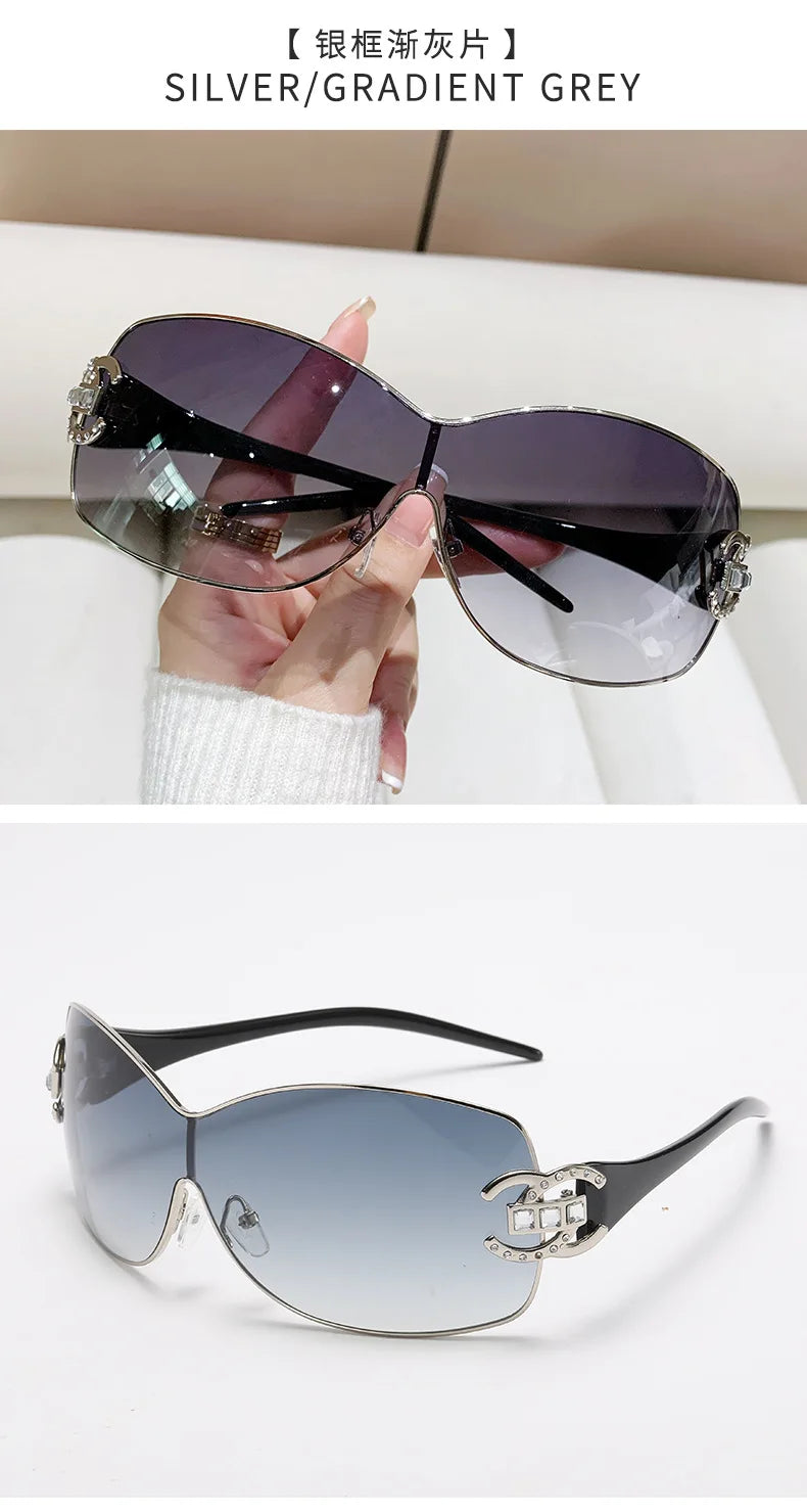 Neue Mode Y2K Sonnenbrille Damen Integrierte Surround Sonnenbrille Retro Designer Damen Brillen UV400 Oculos De Sol