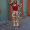 CM.YAYA Fashion Print Women's Set Strapless Top and Wide Leg tassel Pants Summer Cargo Street Two 2 Piece Set Outfit Tracksuit