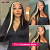 Stinktierstreifen Echthaarperücke 1B/613 Highlight Blond Glatt Lace Front Perücke 13x4 Farbige Lace Front Echthaarperücken 250 Dichte