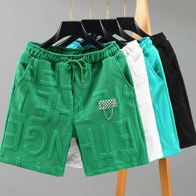 Neue Mode gestrickte Shorts Herren Bequemer elastischer Bund Kleidung Männliche atmungsaktive kurze Hosen Übergröße