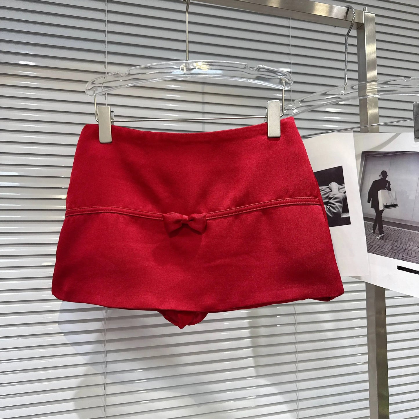 DEAT 2026 Summer New Sexy Hot Girl V-neck Backless Bandage Bowknot Fishbone Halter Top Red Mini Skirt For Women 11B1198