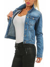 Women Jean Jacket Casual Slim 2025 Spring Autumn Solid Long Sleeve Turndown Collar Cowboy Coat Fashion Denim Jacket Plus Size