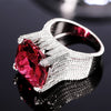 Huitan Hyperbole Red Cubic Zirconia Women Rings for Party New 2023 Gorgeous Lady's Accessories Anniversary Gift Fashion Jewelry