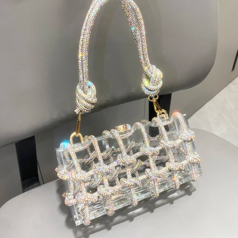 Abendtasche mit Strasssteinen, silberne, handgefertigte Handtasche mit Kristallbesatz für Damen, Geldbörsen und Handtaschen, luxuriöse Designer-Banketttasche