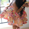 Sexy Suspender Backless Women Party Dress Spring Vintage Printed Hollow Mini Dress Fashion Layered Ruffles Summer Beach Dresses