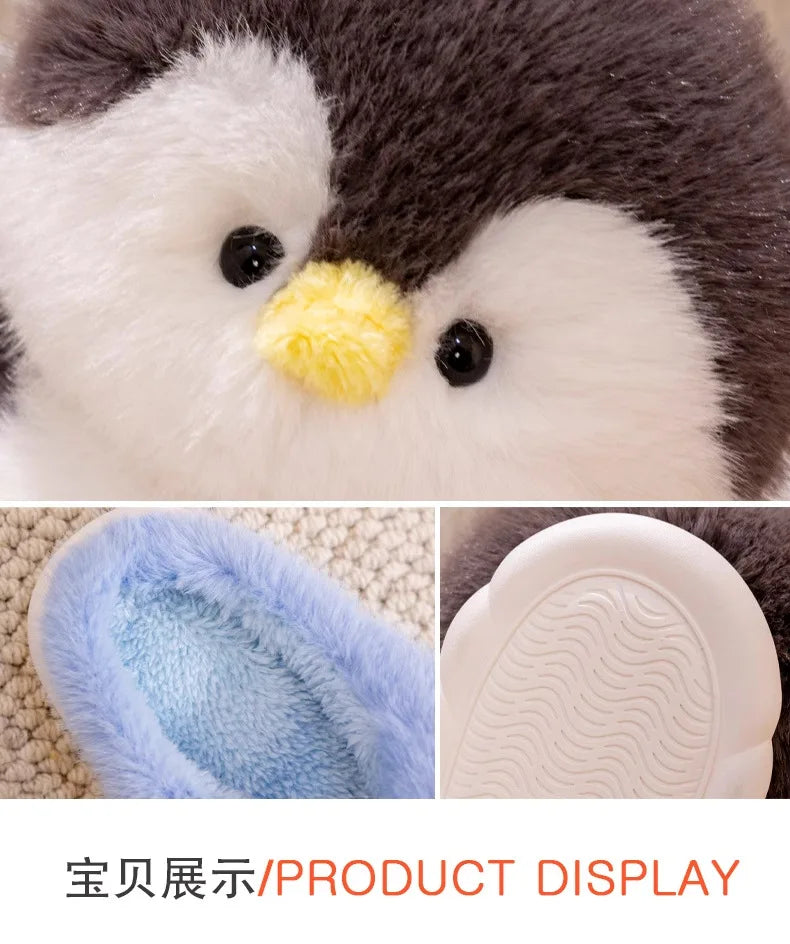 Funny Fuzzy Penguin Slippers Girls Novelty Indoor Shoes Women Soft Furry Slippers Female Plush Home Shoes Animal Flip Flops
