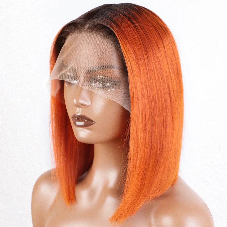 Peruanische Highlight P4/27 Bob Lace Front Perücken 100% Echthaar Perücken Bob Lace Perücken für Frauen Ombre Blonde Glatte Lace Closure Perücke