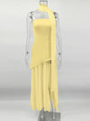 TARUXY Fashion Strapless Dress With Ribbon Female Elegant Sleeveless Mesh Beach Vacation Long Dress 2025 Spring New Women Dress
