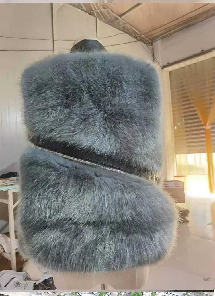 Fur Coat Women's Vest Short Clothing Autumn Winter Patchwork Slim Fashion Versatile