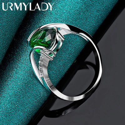 URMYLADY 925 Sterling Silber Wassertropfen Türkis 7-10# Ring für Damen Hochzeit Charme Verlobung Modeschmuck