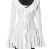 Ruffled Lace-Up White Mini Dress Women's V-Neck Patchwork Long Sleeve Sexy Slim Dress Bandage Elegant Female Summer Dress