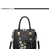 Floral Detail Shoulder Bag, Trendy Zipper Handbag For Work, Casual Crossbody Bag, Women's Floral Decor Purse