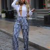 CM.YAYA Fashion Print Women's Set Strapless Top and Wide Leg tassel Pants Summer Cargo Street Two 2 Piece Set Outfit Tracksuit